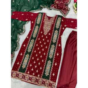เสื้อสวยและพลาซโซพร้อม dupatta สำหรับงานปาร์ตี้ - Product Image 4