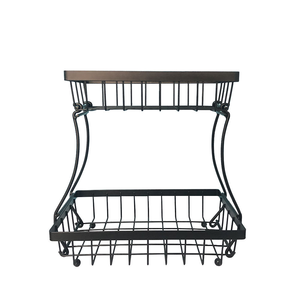 Nouvelle conception de panier de rangement à 2 niveaux en fil métallique pour pain et fruits, pour comptoir de cuisine - Product Image 5