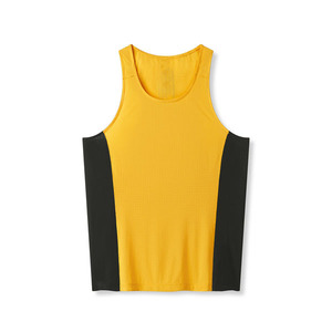 Men's Yellow <b>Black</b> Color Blocked Sleeveless <b>Tank</b> <b>Top</b> O-Neck Solid Breathable <b>Knitted</b> Sporty Fitness Wear - Product Image 1