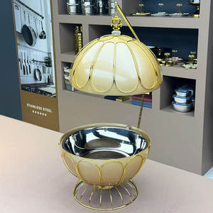 ถาดอุ่นอาหารสแตนเลสแบบโมเดิร์น พร้อมตะแกรงลวด ฝาปิดแบบม้วน ใช้เชื้อเพลิง สำหรับบุฟเฟ่ต์ ฝาครอบแบบแขวน สีดำ - Product Image 5