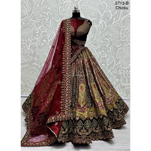 Collections de velours de vêtements de mariée indiens pour la mariée avec le travail de Zarkhan par Fabzone - Product Image 5