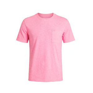 Men's <b>Pink</b> Solid Color O Neck Short Sleeve <b>T</b>-<b>Shirt</b> With Pocket Regular Fit Casual Jersey Knit 100% Cotton <b>T</b> <b>Shirt</b> For Men - Product Image 1