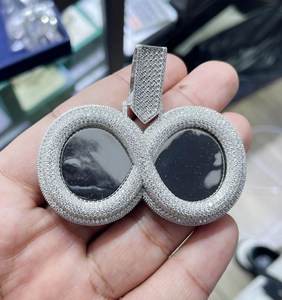 Iced Out <b>Infinity</b> Pendant Silver Rhodium Plated Alloy VVS Moissanite Diamonds Micro Pave Hip Hop Style Unisex Fashion Jewelry - Product Image 3