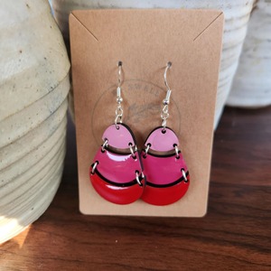Fashion <b>Pink</b> Red Layered Resin Earrings Exquisite Cut Design Statement Jewelry - Product Image 1