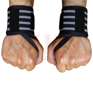 สายรัดข้อมือลายทางสีดำขาวแบบหนาพิเศษพร้อมโลโก้สั่งทำ สำหรับยกน้ำหนัก เพาเวอร์ลิฟติ้ง ครอสฟิต ฟิตเนส - Product Image 2