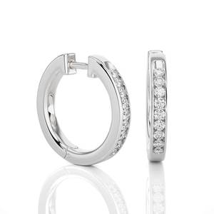 Round Brilliant Cut Lab Grown Diamond Solid Gold Minimalist <b>Earring</b> Bulk Wholesale Price Channel Set Diamond Hoop <b>Earrings</b> - Product Image 3