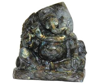 รูปปั้นแกะสลักพระพิฆเนศเกรดพรีเมี่ยมแกะสลักด้วยมือรูปปั้นลาบราดอไรต์ธรรมชาติควอตซ์อัญมณีสำหรับคริสตัลบำบัด - Product Image 3