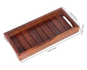 Plateau de service rectangulaire en bois d'acacia 13x6 pouces, design minimaliste en bois massif, vaisselle durable, plateau de service alimentaire en bois - Product Image 1