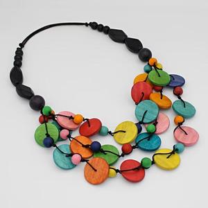 Handmade Resin Beaded <b>Necklace</b> Unisex Vintage Geometric Fashion Jewelry Vibrant Colors Lightweight Stylish <b>Statement</b> Piece Party - Product Image 2