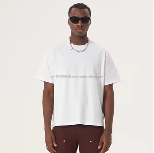 <b>Man</b> Heavy Cotton Drop Shoulder Boxy Cropped Customized T <b>Shirt</b> Pro Club Streetwear Oversized Plus Size <b>Men'S</b> T-<b>Shirt</b> Pour Hommes - Product Image 2