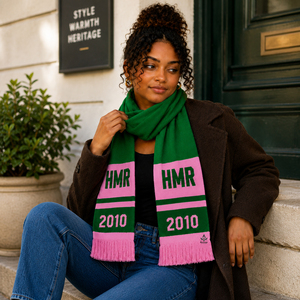 Écharpe en tissu acrylique vert et rose pour femmes, style grec, inspiration maçonnique, mode hivernale, avec logo brodé personnalisé - Product Image 4