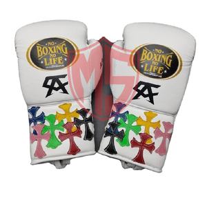 Guantes de Boxeo de Cuero Genuino con Diseño de Parches de Cuero de Última Tendencia, Sin Boxeo No Hay Vida, para Entrenamiento de Adultos - Product Image 1