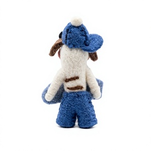 El Mejor Adorno de Perro Surfista de Fieltro Ecológico del Himalaya, Sombrero Azul, Cuerpo Blanco, Hecho a Mano, 100% Lana Certificada, Animal Pequeño de Navidad - Product Image 4