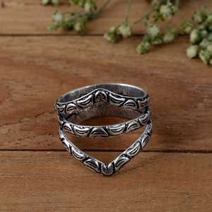 SHYAM JEWELRS Luxury 925 Sterling Silver Patterned Arthritis <b>Ring</b> Splint-V Shape <b>Adjustable</b> Swan Neck Support for PIP/DIP Joint - Product Image 1