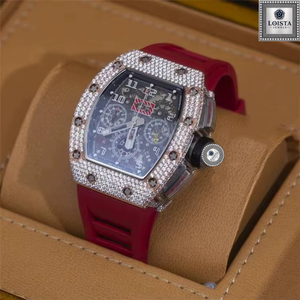 Luxury Rhinestone Octagon Chronograph Quartz Watch 45mm Analog Dial Blue <b>Silicone</b> Strap Unisex Fashion Wrist Watch LOISTA - Product Image 6