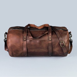 Sac de voyage en cuir véritable style rétro, sac de week-end, grande capacité, léger, fermeture éclair, bagage à main portable LDB-0293 - Product Image 3