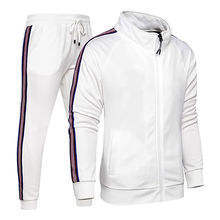 Conjunto Deportivo Unisex con Capucha Blanca, Manga Larga, Cierre de Cremallera, Ropa Casual Transpirable de Poliéster, Color Sólido, Estilo Primavera, Corte Regular para Adultos - Product Image 1