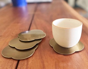 Radiant Sunray Brass <b>Coaster</b> Set Handcrafted Premium Round <b>Drink</b> <b>Coasters</b> Heat Resistant Table Protector Elegant Barware Gift - Product Image 2
