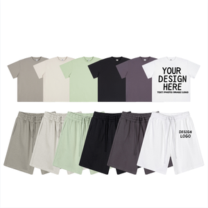 Summer Men's Short Suit <b>Set</b> with Custom Logo Blank T-shirt and Shorts <b>Set</b>, Two-Piece Sports Short-Sleeve T-shirt <b>Set</b> - Product Image 1