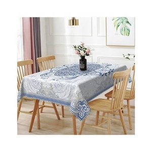 Luxury Custom Wholesale Rectangle Grey <b>Tablecloth</b> Checked Floral Embroidered Blended Cotton Unique Dust Proof Floret Multi-Use - Product Image 6