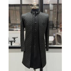 ชุดโคติอินโดเวสเทิร์น 3 ชิ้น คุณภาพพรีเมียมสำหรับผู้ชาย พร้อมเสื้อคุर्ตาดีไซน์เนอร์ ราคาไม่แพง - Product Image 1