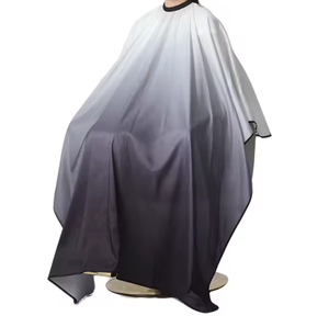 Robe de barbier imperméable en polyester noir dégradé avec détection d'aiguilles et fusion sans couture unisexe - Product Image 1