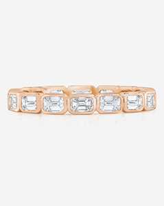 Bagues d'éternité minimalistes et délicates en or massif 14K 18K, serties d'émeraudes et de diamants de laboratoire, 2,7 mm, pour mariage, à superposer - Product Image 5
