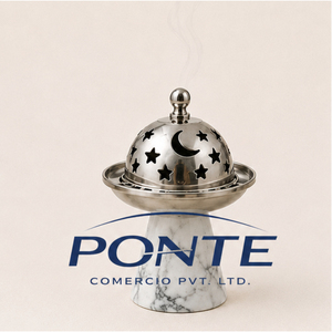 Quemador de Incienso de Metal con Base de Mármol de Lujo, Estilo Árabe, Mubkhar para Oud y Bakhoor, Decoración para el Hogar, Porta Incienso - Product Image 1
