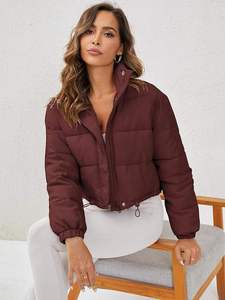 Women's Fashion Winter Coat Long Duck Down Puffer <b>Jacket</b> with <b>Sheep</b> <b>Skin</b> & Canvas Breathable Design & Letter Decoration - Product Image 5