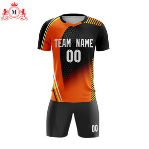 ชุดเสื้อฟุตบอลสีส้มดำแบบซับลิเมชั่นพร้อมกางเกงขาสั้น ชุดยูนิฟอร์มฟุตบอลสำหรับผู้ใหญ่ ผ้าโพลีเอสเตอร์ระบายอากาศ ตรวจจับรอยตะเข็บด้วยเข็ม - Product Image 2
