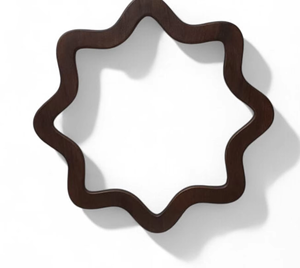 Miroir mural sculptural en bois de manguier artisanal en forme d'étoile, finition foncée, pour salon, chambre, couloir, décoration intérieure - Product Image 2