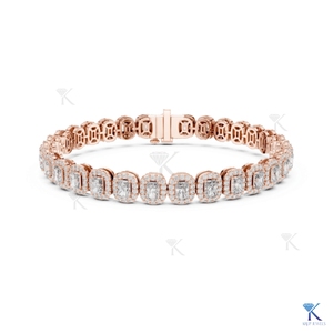Bracelet tennis halo en diamant de laboratoire taille coussin allongé, or massif 14K 18K, bijoux de luxe pour femme, vente en gros fabricant - Product Image 2