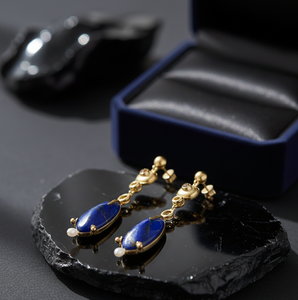 Pendientes de Plata de Ley 925 al por Mayor, Chapados en Oro de 18K, con Lapislázuli, Joyería para Mujer, Gema Curativa, Uso Diario - Product Image 1