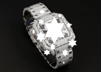 Skelett-Diamant Luxus Unisex Edelstahl-Uhr mit Moissanit-Akzenten Quadratisches Kristallzifferblatt Automatisches Mechanisches Uhrwerk
