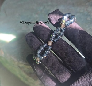 Faceted Blackish Blue Moissanite & Light Champagne 4.5 MM to 5 MM <b>beads</b> <b>Bracelet</b> Hand made - Product Image 5