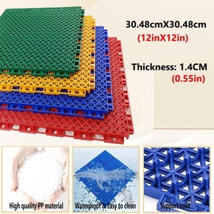 Suelo de cancha de deportes al aire libre Azulejos de plástico PP entrelazados Antideslizante Impermeable Ecológico Modular Portátil para Bádminton - Product Image 2