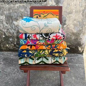 Vintage Suzani Kantha Quilt | Hand Stitched Eco-Friendly Cotton <b>Throws</b> | Boho <b>Patchwork</b> Blankets | Reversible Indian Textile | - Product Image 1