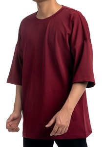 เสื้อยืดแขนสั้นผู้ชายสีดำทรงโอเวอร์ไซส์ คอกลม สไตล์ลำลอง ผ้าเจอร์ซีย์คอตตอน 100% ย้อมสีพื้น ถักทอ ปรับแต่งด้านหน้าได้ - Product Image 2
