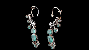 Designer Lab Grown Diamond Ear <b>Cuff</b> <b>Earrings</b> IGI Certified 14K Gold Rhodium Plated Women Green Gemstone Floral Statement Bridal - Product Image 5