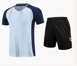 Conjunto de Camiseta y Pantalones Cortos de Fútbol con Cuello en V, Impresión Sublimada, Absorbe la Humedad, Transpirable, Patrón 3D, Nombre del Equipo Personalizado, Cintura Elástica, para Hombre - Product Image 1