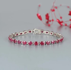 Natural <b>Ruby</b> Stone <b>Bracelet</b> 925 Sterling Silver Red Gemstone Crystal <b>Bracelet</b> Handmade Fine Jewelry - Product Image 2
