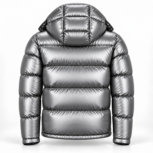 Shiny <b>Quilted</b> Winter Jacket Mens Hooded Puffer Coat Padded Outerwear High Neck Zipper Pockets Casual Urban Cold Weather Clothing - Product Image 3