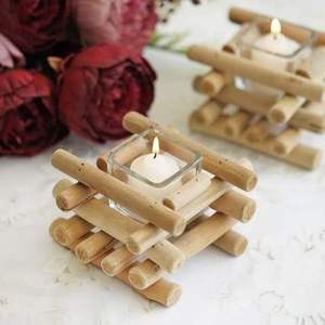 ชุดเชิงเทียนไม้ 3 ชิ้น ตกแต่งบ้าน ทนความร้อน ผิวสัมผัสธรรมชาติ - Product Image 3