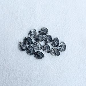 4x6mm-8x12mm Natural Black Rutilated Quartz Pear Cabochon Calibrated Loose Gemstone At Wholesale Market Price Online DIY Deals - Product Image 2