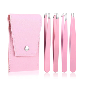 Ensemble de tondeuses personnalisé en 4 pièces pour femmes et hommes, kit de toilettage des poils du visage et des sourcils avec étui en cuir - Product Image 1