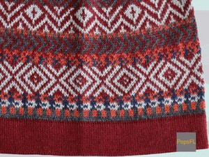 Gorro de Punto Geométrico Unisex, Gorro de Invierno Cálido, Estilo Étnico con Patrón Rojo, Azul y Blanco, para Adultos - Product Image 5