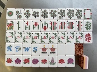 Tuiles de Mahjong Américaines en Acrylique à Motifs Floraux Cuivrés, Ensemble de 160 Pièces pour Boutiques de Cadeaux et Fournitures de Détail