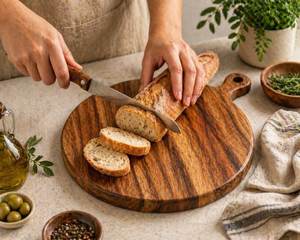 Planche à découper ronde en bois massif, décoration de cuisine, planche à découper pour fruits, taille personnalisée au meilleur prix - Product Image 1