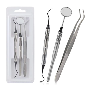 Juego de 3 Instrumentos Dentales Básicos de Acero Dorado para Examen Dental |   Pinza dental de algodón Mirror Explorer College con mango hueco, certificada CE ISO - Product Image 6