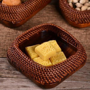 Cesta de Almacenamiento Vintage Hecha a Mano en China, Bandeja de Bambú Lacada con Asa de Hierro para Frutas, Decoración para Cocina, Comedor y Sala de Estar - Product Image 3